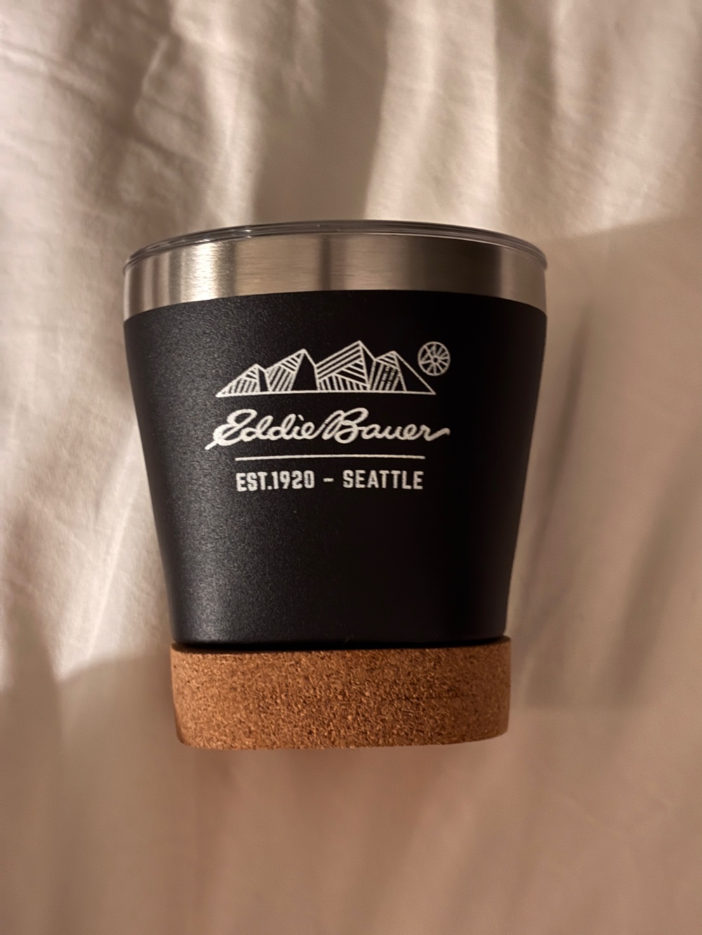 Eddie Bauer Black 8oz Stainless Steel Camping/Travel Mug (Removable Cork Bottom)
